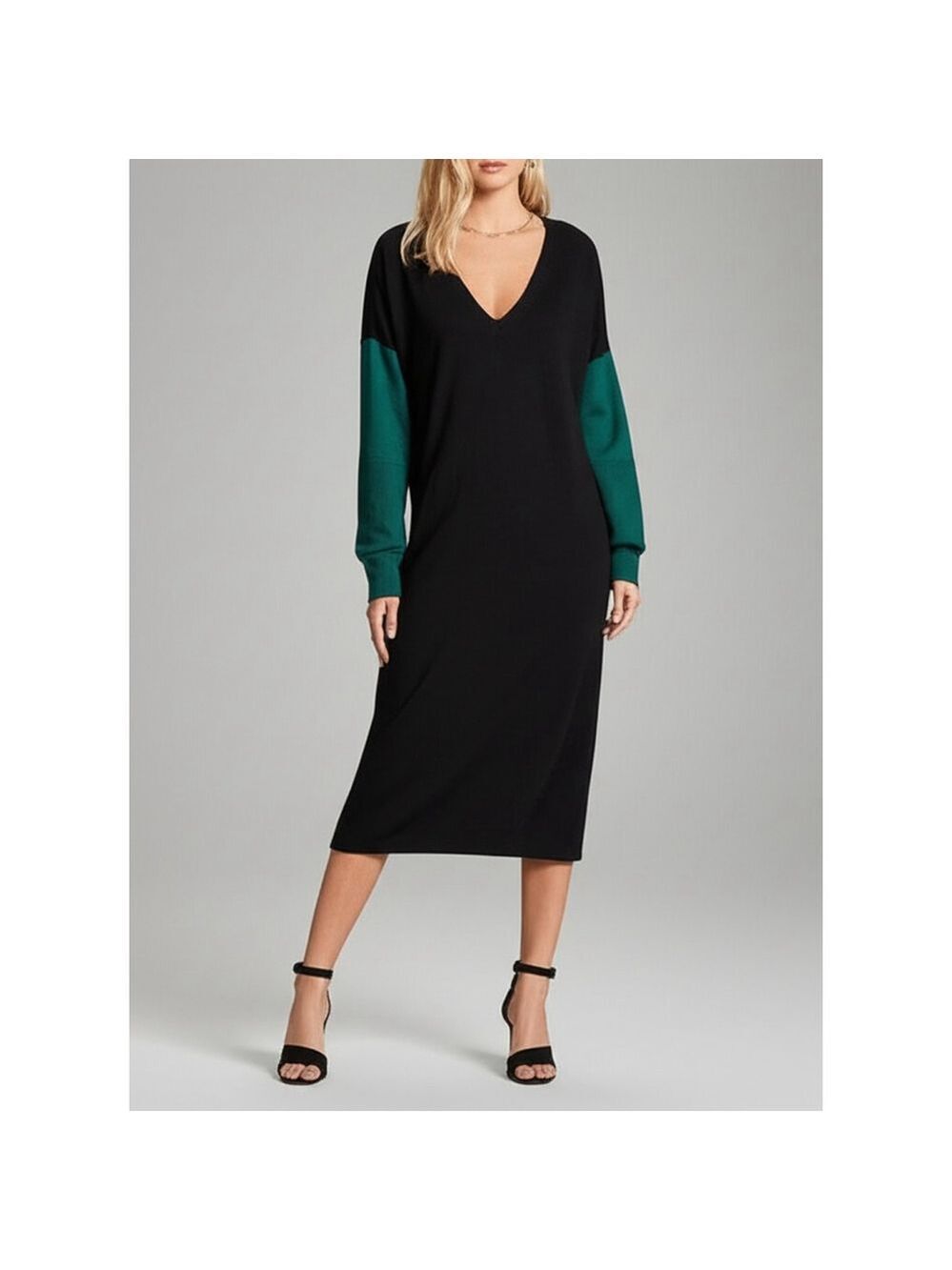 Free Assembly Sweater Dress XL Black Green